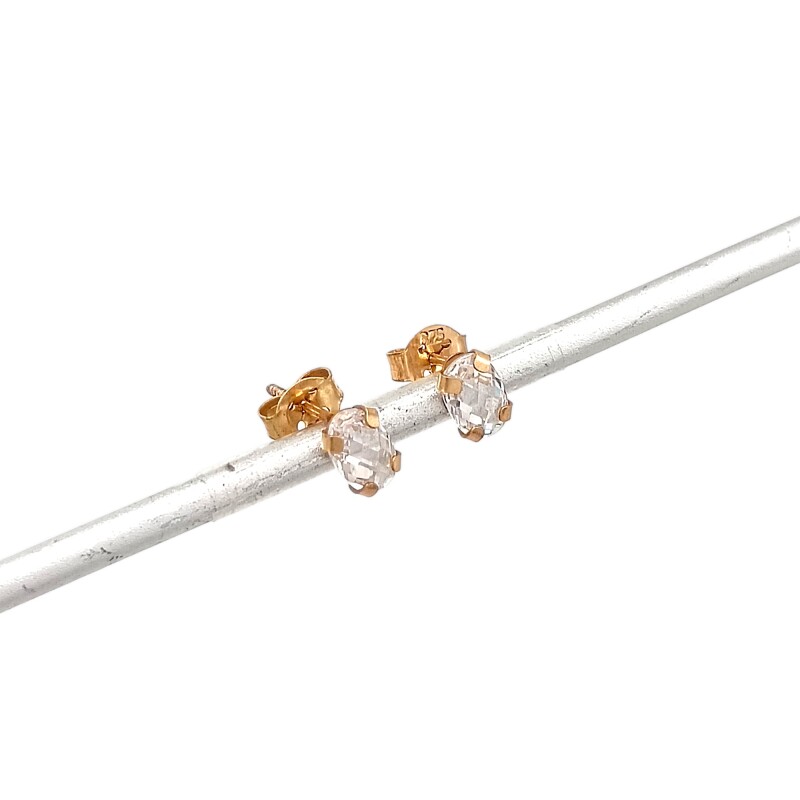 Caravanas Solitario oro - Oro bajo - Zirconia blanca - CA8117 conpiedra