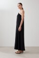 Maxi vestido escote halter bicolor negro