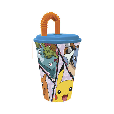 Vaso Plástico con Pajita Retráctil Pokemon 430 ml U