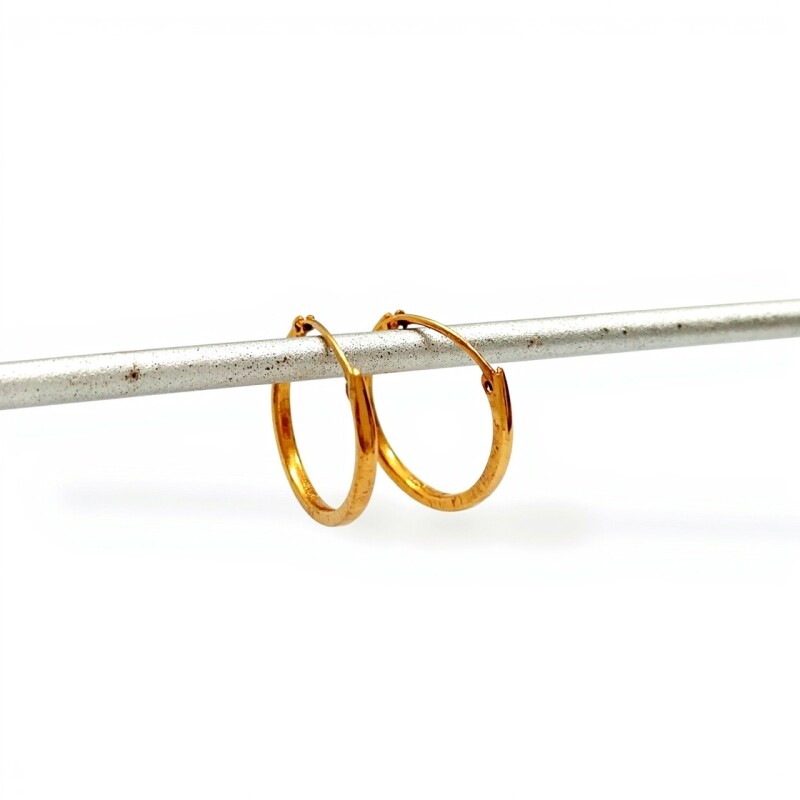 Caravanas aros facetados de oro finos- Oro bajo - Sin piedra- CA8251 sinpiedra
