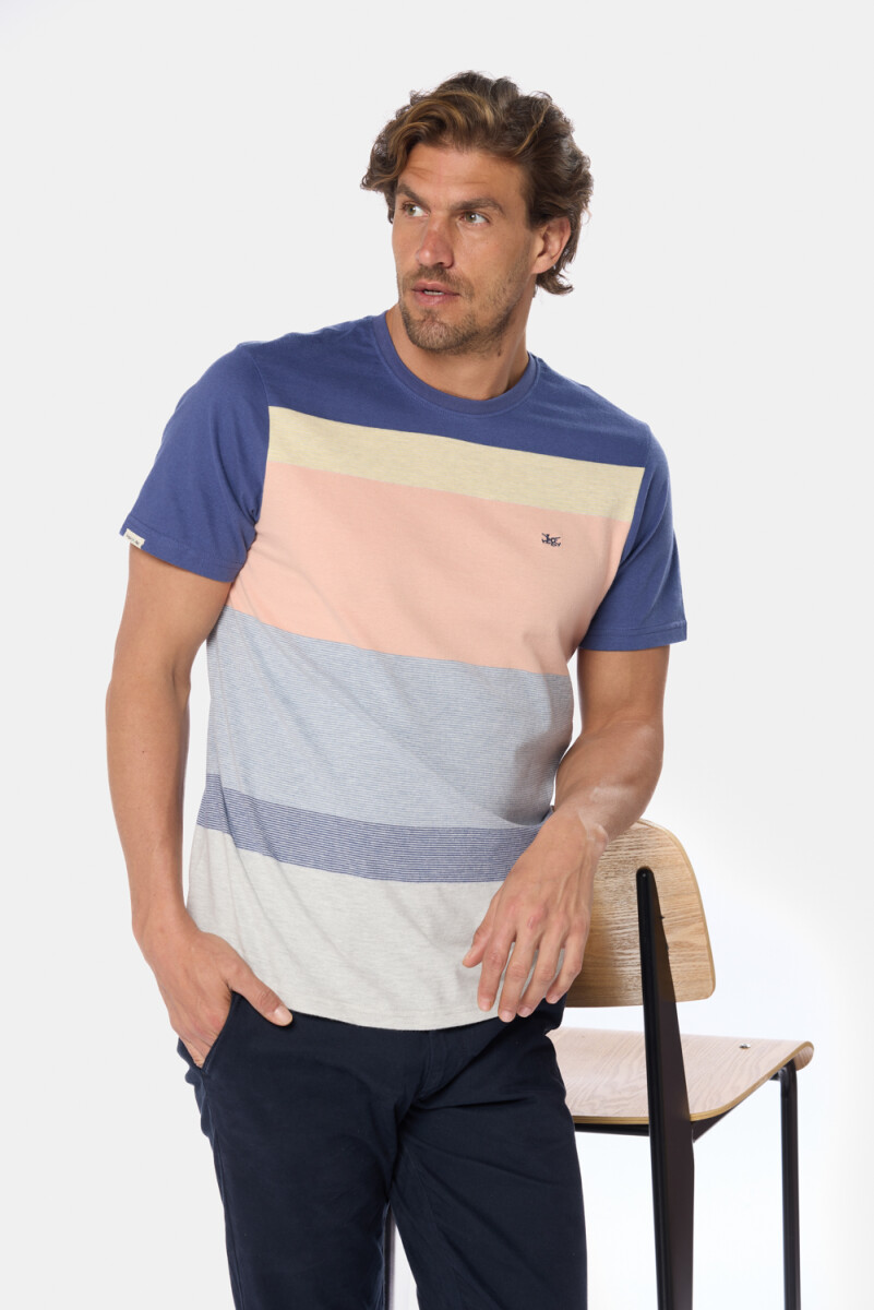 REMERA RAYADA - Coral 