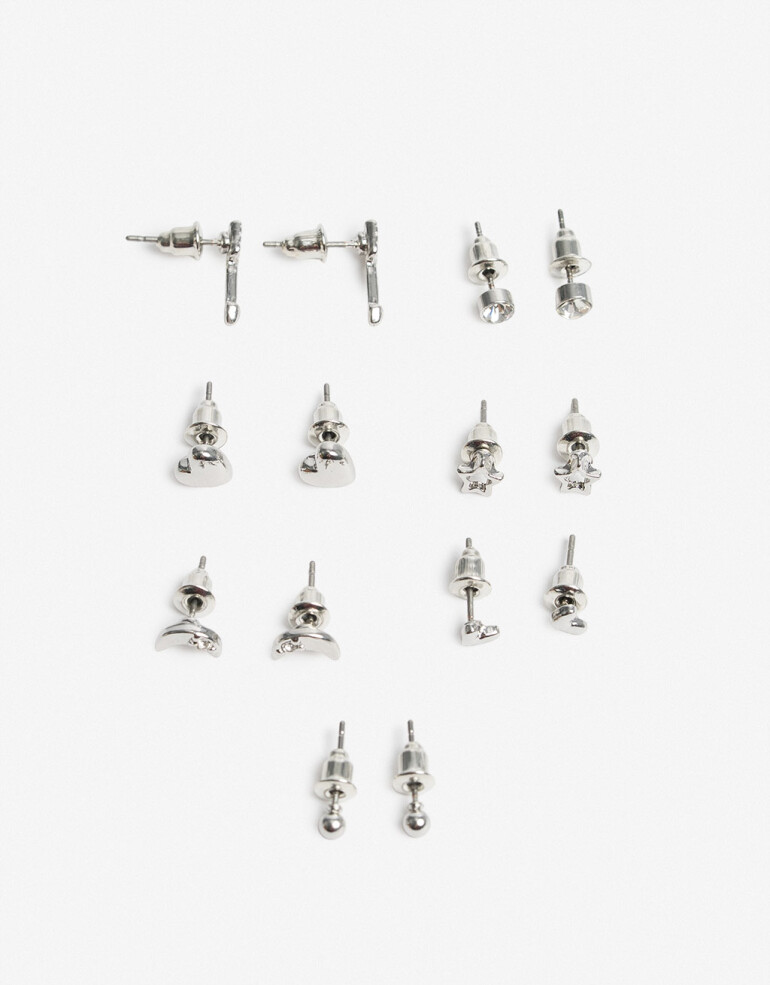 Aros Sets Metal Set De Aros Pasantes - Plateado Rodio