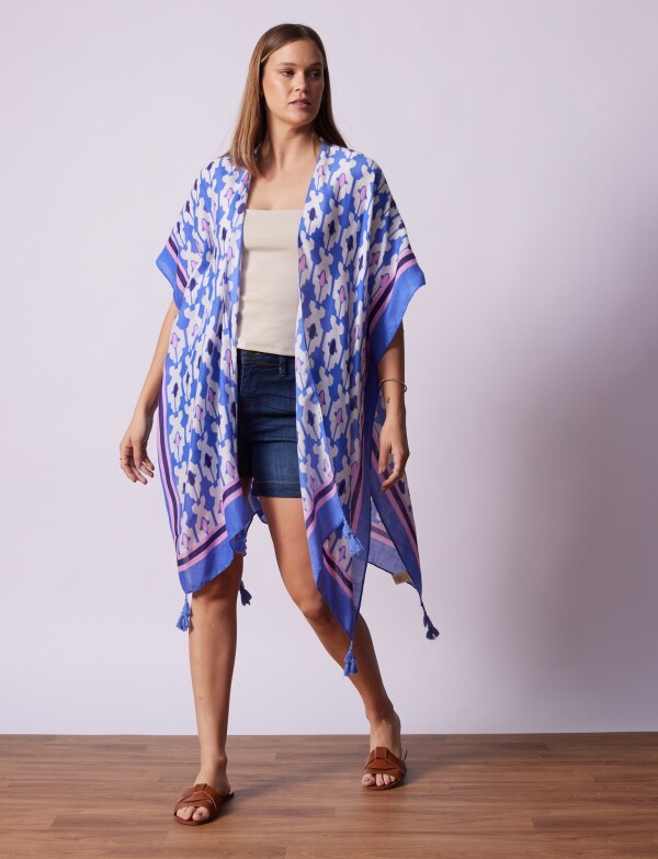 Kimono Printed AZUL/BLANCO