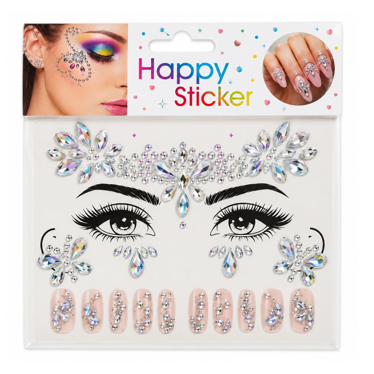 Set Stickers para Rostro y Uñas - Plateada 