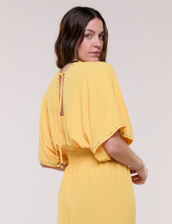Vestido Maxi Con Tachas AMARILLO