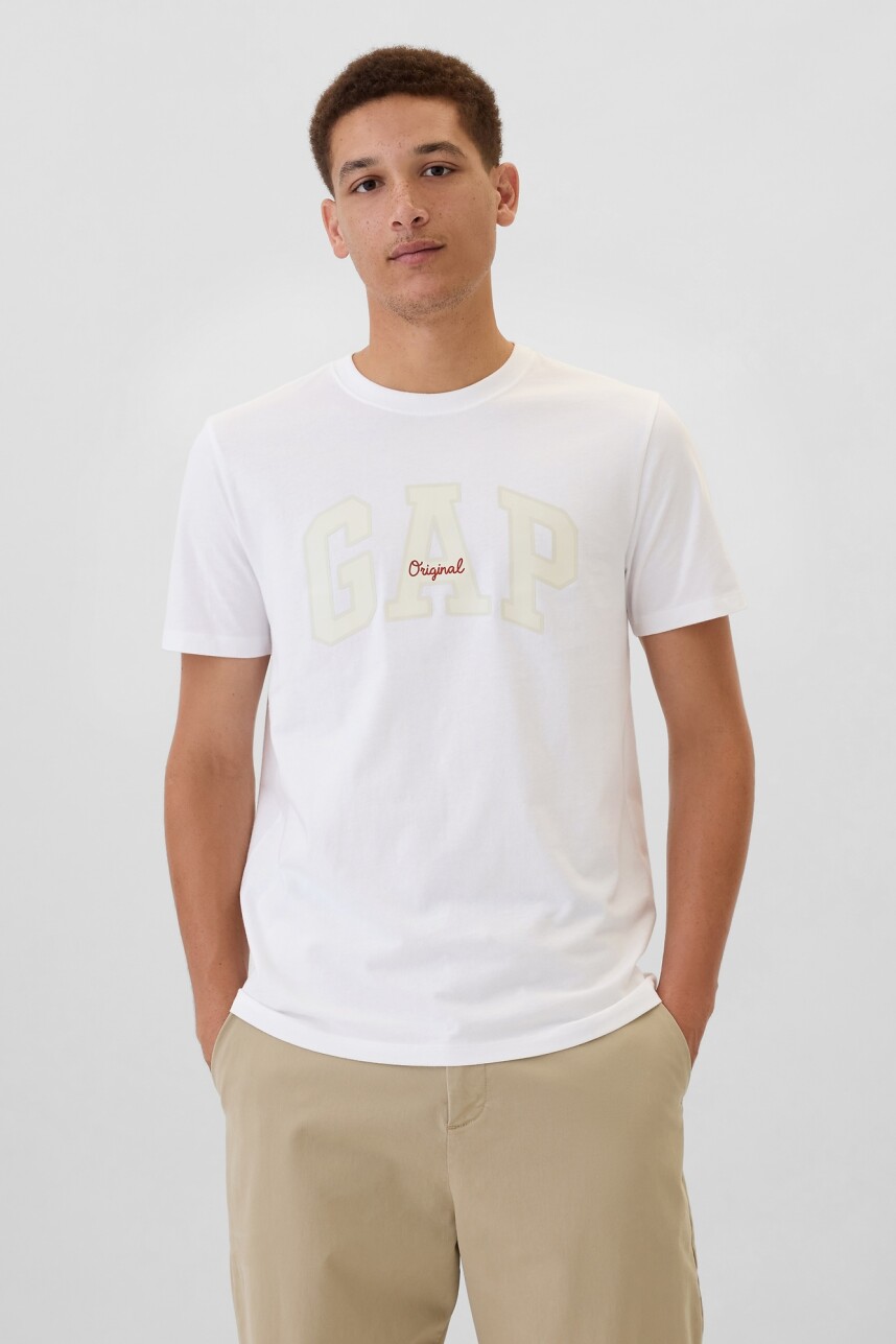 Remera Logo Gap Manga Corta Hombre Optic White 1