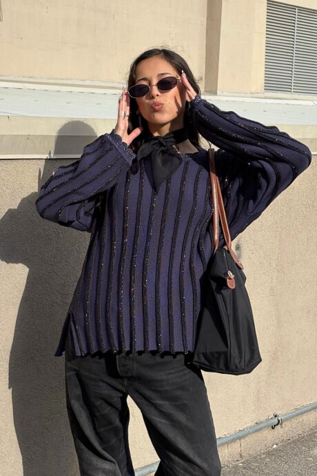 Sweater Mango Azul / Negro