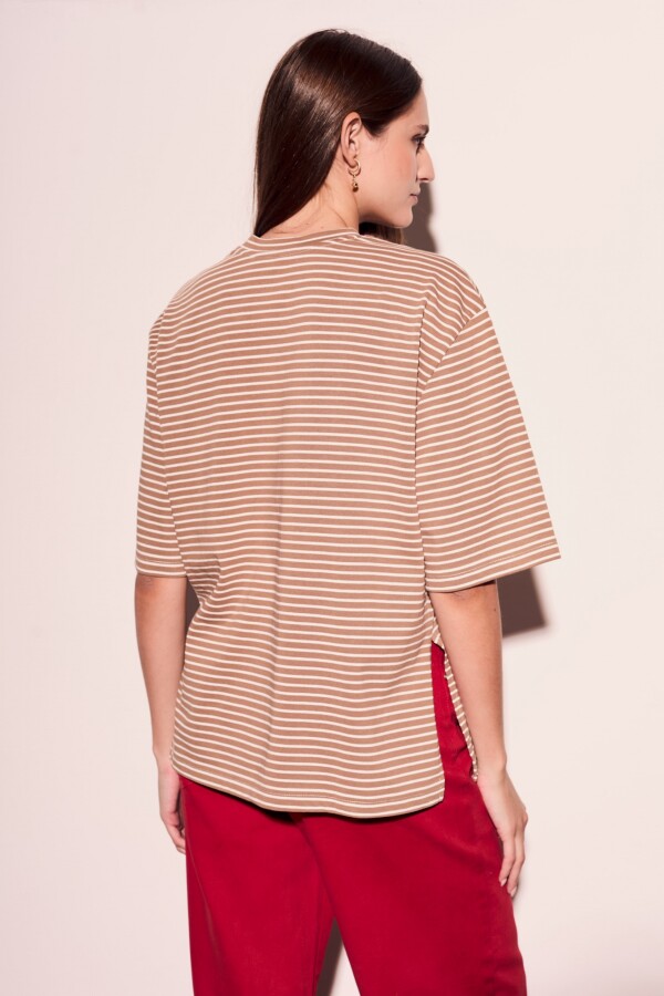 Remera Rayada Camel
