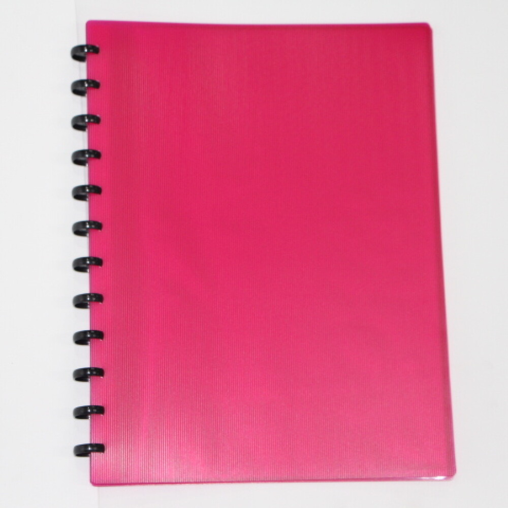 CARPETA TAMAÑO A4 CON 20 FUNDAS REMOVIBLES COLOR ROSADO