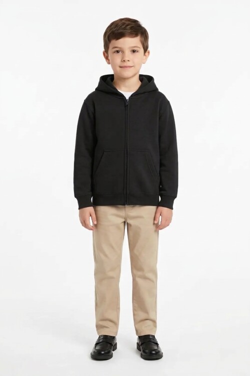 Campera deportiva clásica con capucha NEGRO