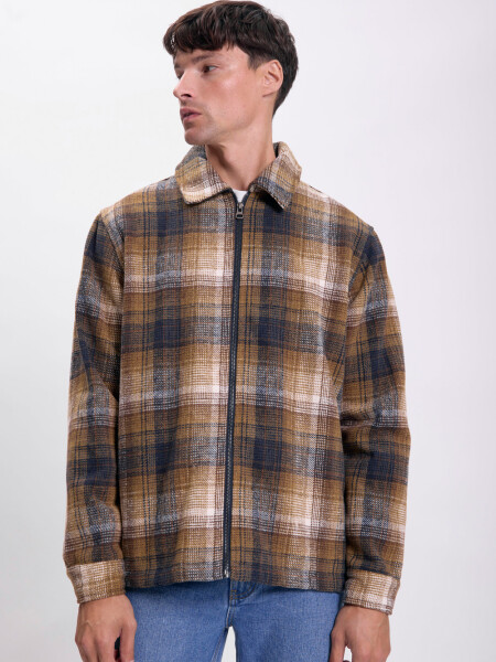 Sobrecamisa cuadros Tostado