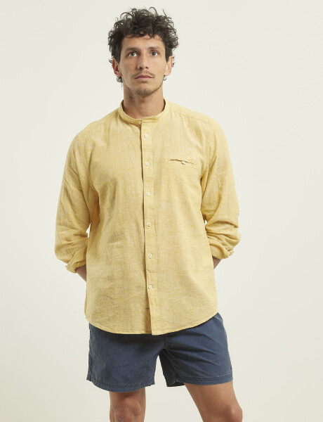 Camisa Harrington Label Lino Amarillo