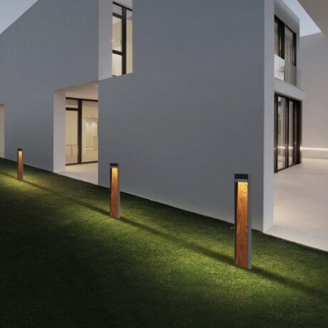 Caminero poste led de jardín con símil madera 40cm Caminero poste led de jardín con símil madera 40cm
