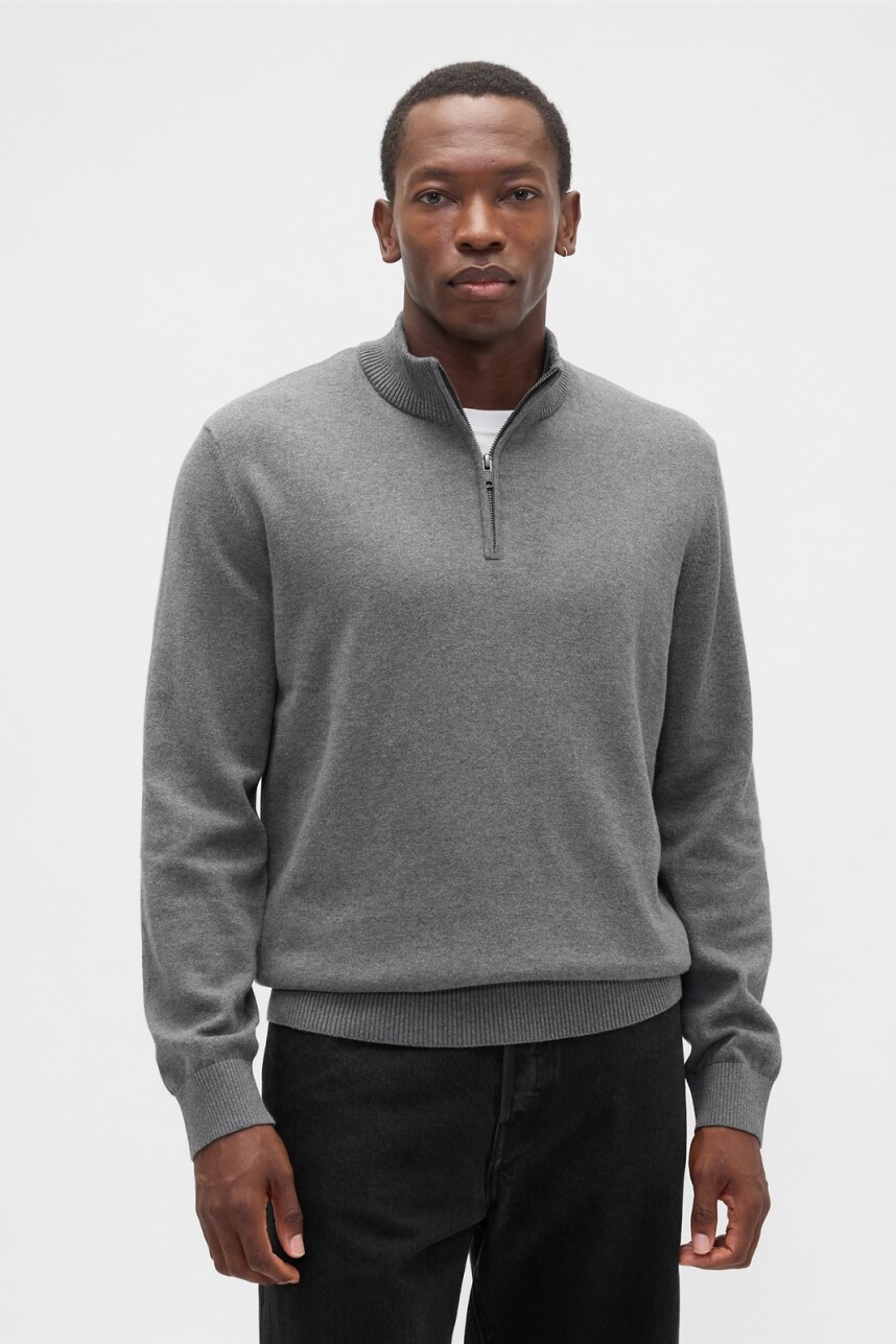 Buzo Medio Cierre Hombre B50 Charcoal Heather