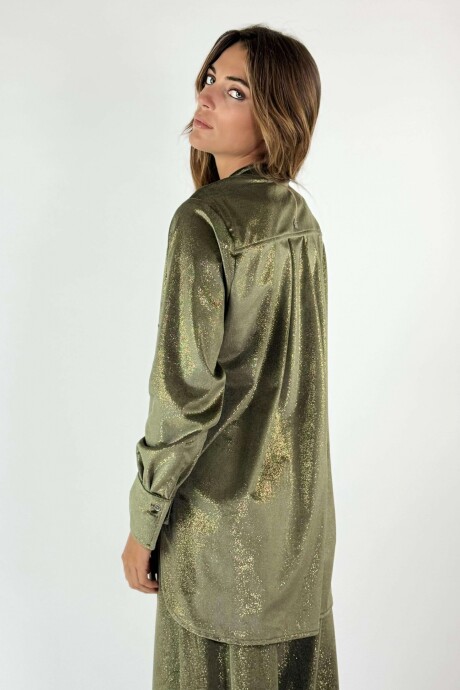 CAMISA VELVET ORNELLA Verde Con Brillo