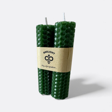 Vela De Miel Gruesa X2 De Colores Verde Oscuro
