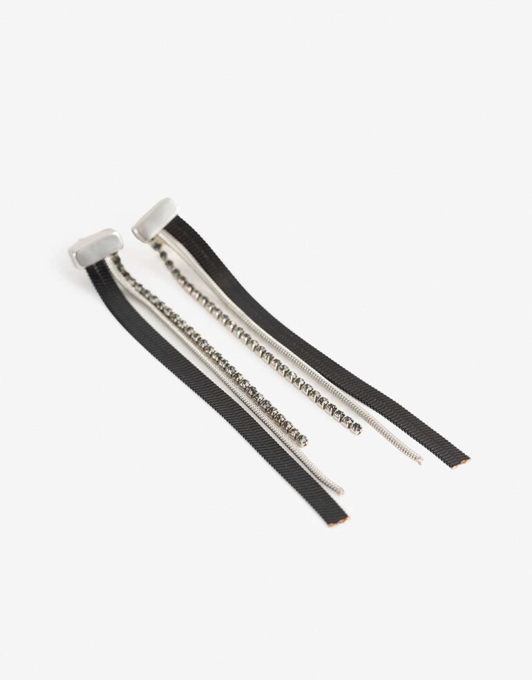 Aros Colgantes Largos Color Aros Colgantes Largos Black - Plateado Rodio