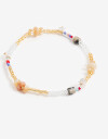 Pulseras Elásticas Canutillos Pulsera Con Beads Floral - Dorado