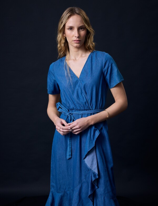 Vestido Tencel Detalle Lazo JEAN