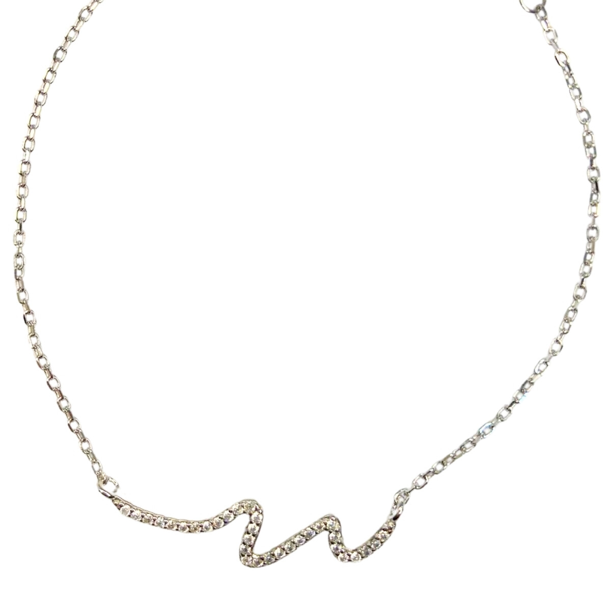 PULSERA DE PLATA CON ADORNO CON CIRCONIAS , LARGO 17+3CM 