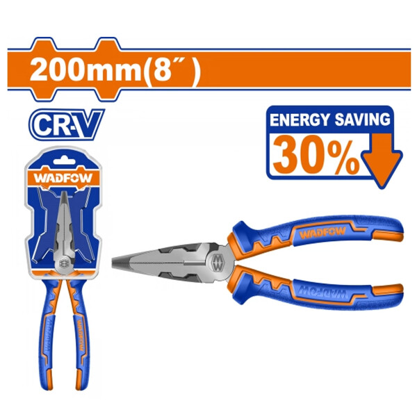 ALICATE PUNTA FINA 8´´ CR-V AHORRO ENERGIA 30% WADFOW WPL2718 ALICATE PUNTA FINA 8´´ CR-V AHORRO ENERGIA 30% WADFOW WPL2718