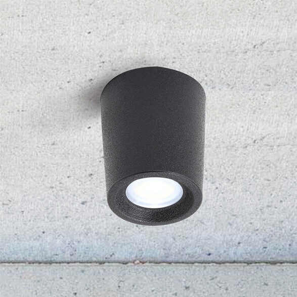 Aplique de techo Ø60mm negro 1,7W cálida IP55 LIVIA 60 FL0955