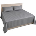 Juego de sábanas KING de tela a rayas Premium 400 hilos Gris