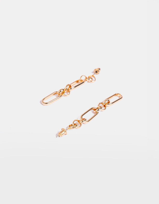 Aros Colgantes Largos De metal Aros De Eslabones - Dorado