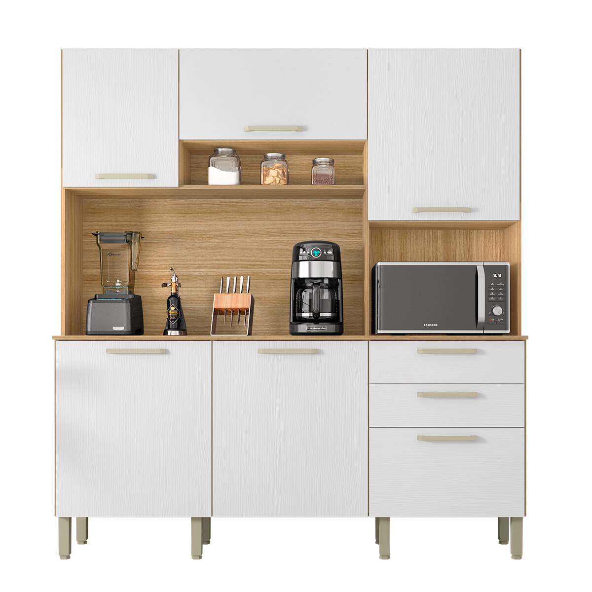 Modulo De Cocina Linea Ferrara Blanco Y Freijo 