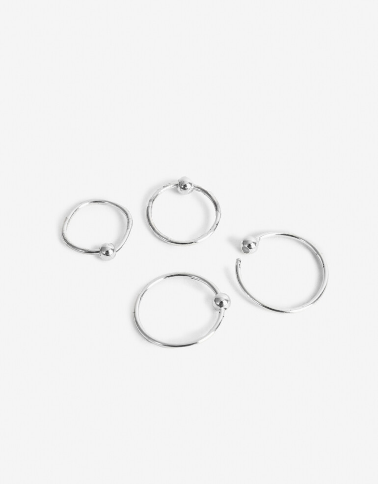 Aros Argollas Set Metal Set De Argollas Plata 925 - Plateado