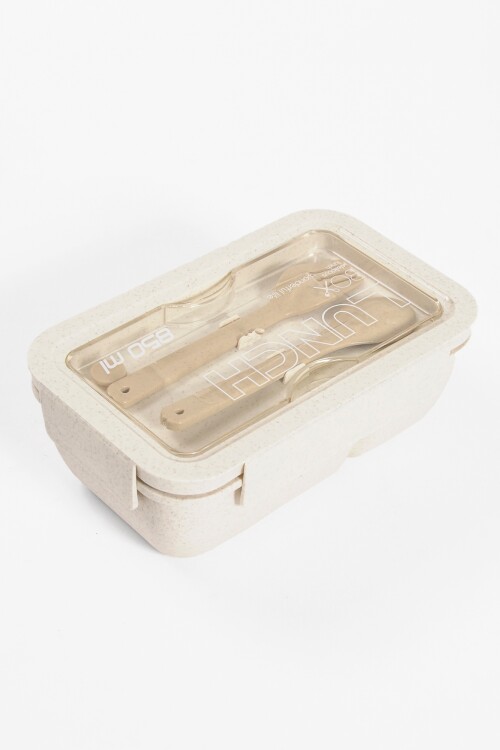 Lunch box con cubiertos 850 ml beige