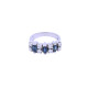 Anillo oro 18k blanco con zafiros navette y brillantes. Anillo oro 18k blanco con zafiros navette y brillantes.