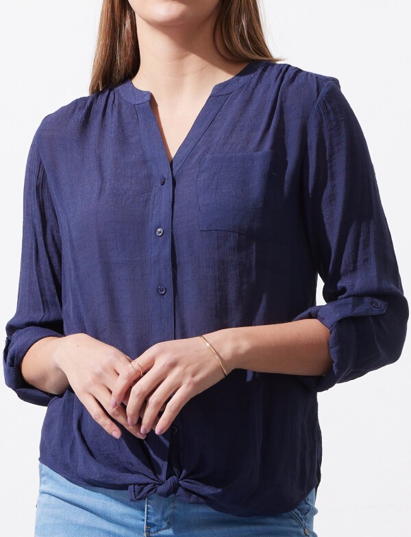 Blusa Nudo Botones AZUL