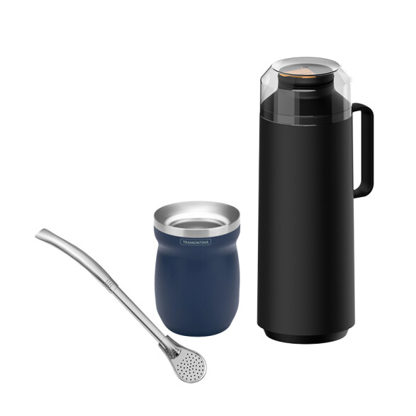 Kit de termo ppl + mate azul + bombilla -TRAMONTINA TF9014