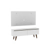 Rack TV mueble Lumax + panel rústico con estantes 55” Blanco/Blanco