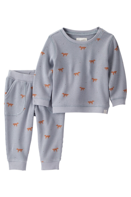 Set dos piezas de algodón orgánico, pantalón y buzo, diseño zorro Sin color