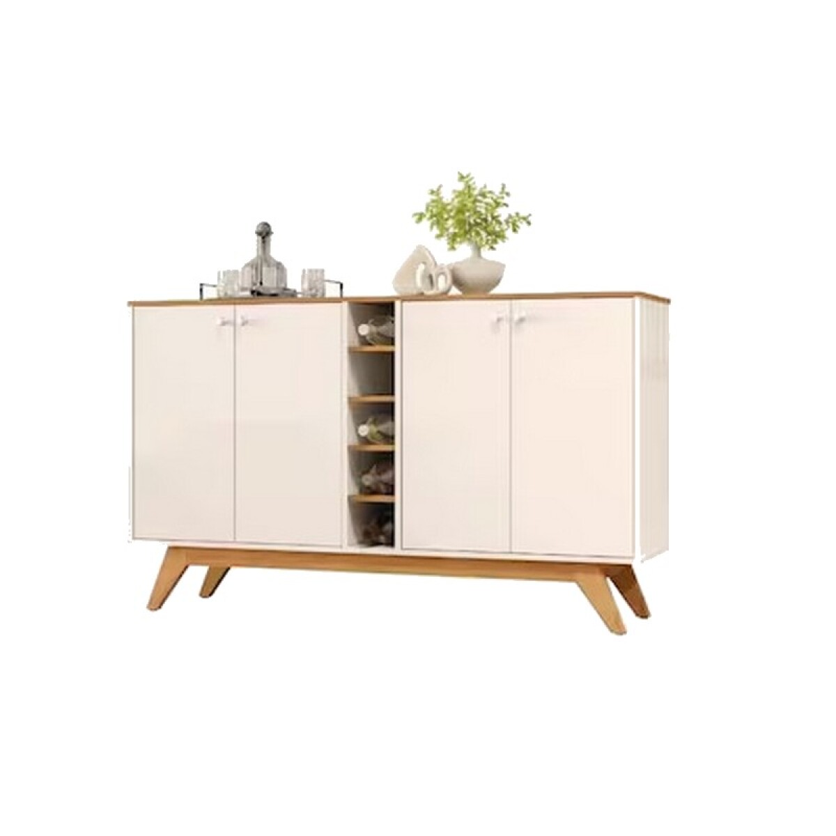 APARADOR NATIVA JOCASTA BUFFET 4 PUERTAS+BODEGA OFF WHITE/CIMAMOM 