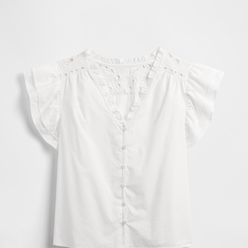 V-FLUTTER SLV EYELET YOKE TOP NEW OFF WHITE OPT1