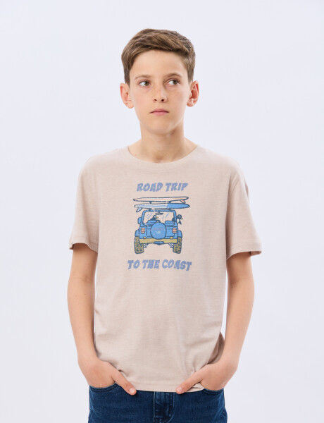 REMERA ESTAMPADA DE ALGODÓN Beige