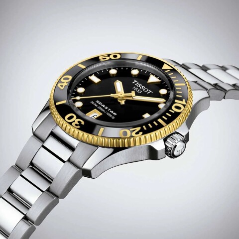 Reloj Tissot Seastar T1202101105100 para dama con correa de acero Reloj Tissot Seastar T1202102105100 36mm De Acero