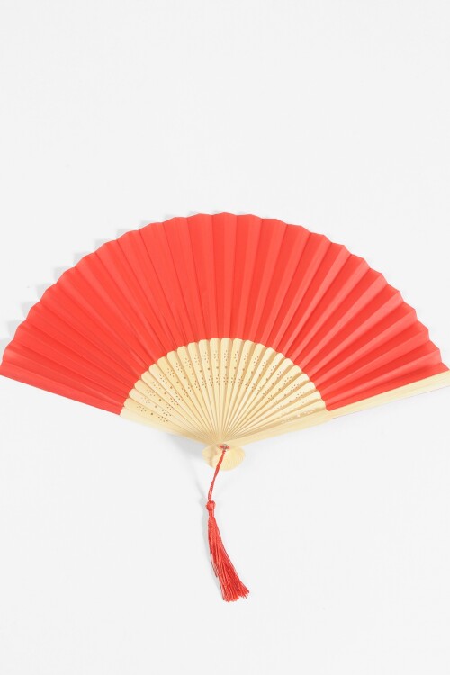 Abanico bambú rojo