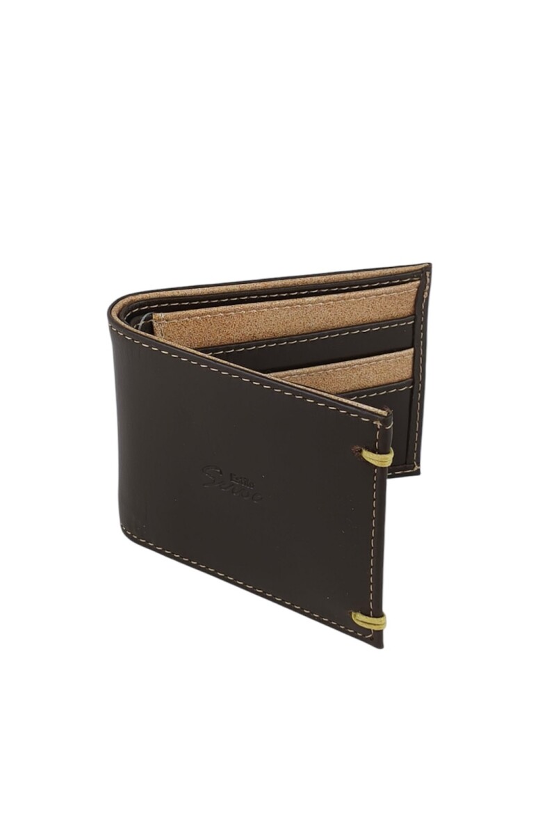 Billetera de Cuero Genuino 100%: Estilo Clásico con Acabado de Costuras a Mano Marron