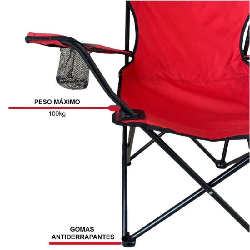 Silla plegable capitán con apoya brazos Rojo