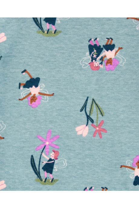Pijama cuatro piezas de algodón, dos pantalones y dos remeras, diseño hadas Sin color