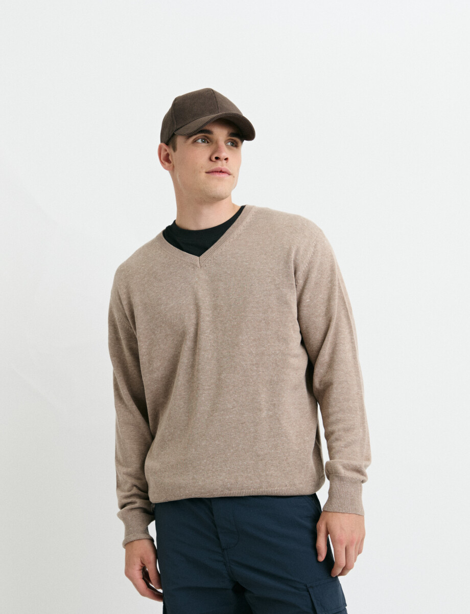 470985 SWEATER HARRINGTON LABEL Tostado