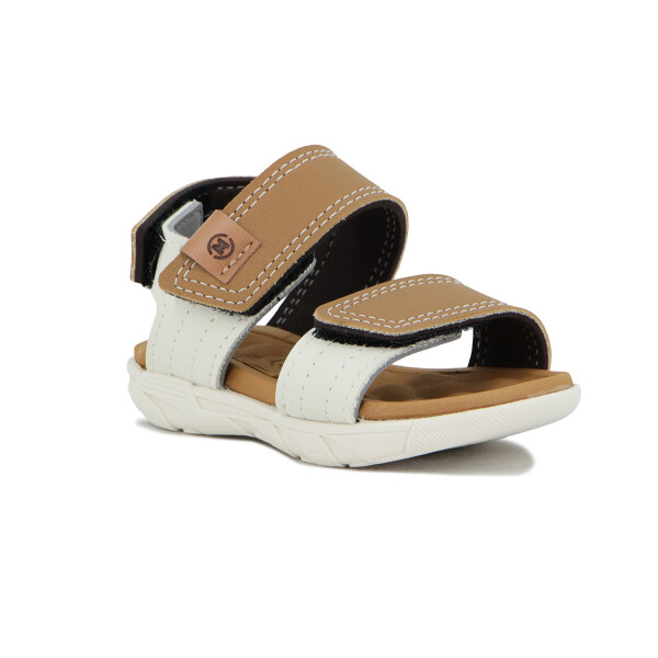 Molekinho Sandalia Casual C/velcro Caramelo-blanco