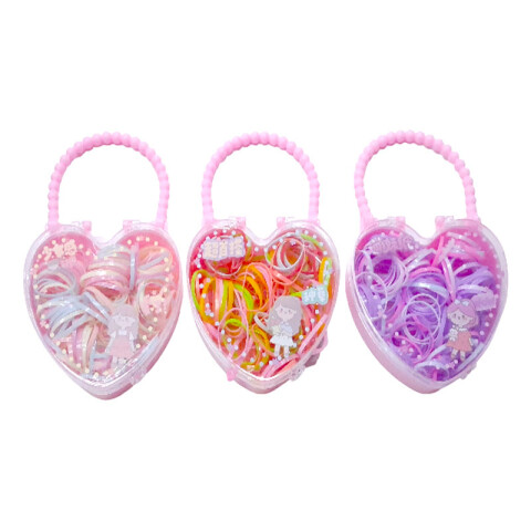 Colitas para el cabello de goma de colores carterita corazón Colitas Para El Cabello De Goma De Colores Carterita Corazón