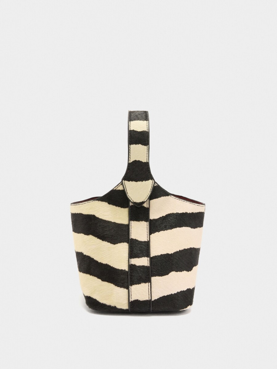 Bolso Bombonera De Piel Con Contraste negro