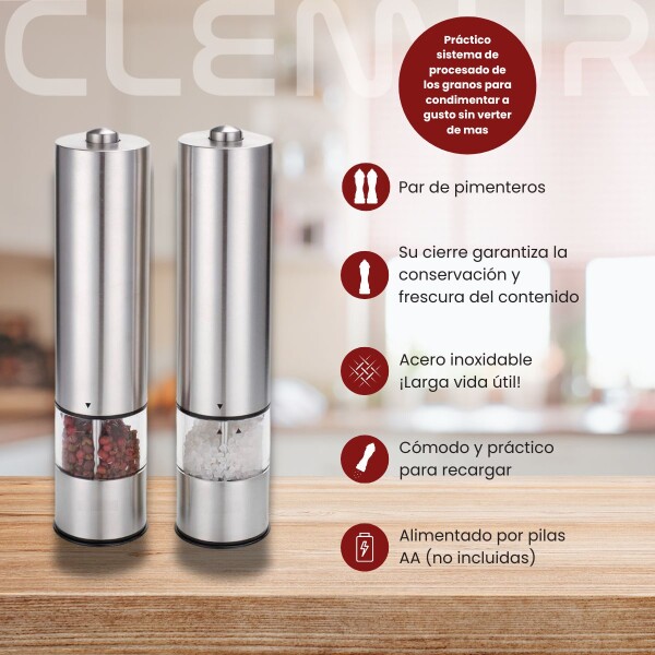 Salero Pimentero Molinillo Electrico Condimentos Acero Inoxidable X 2 Unidades Color Plateado Imback Salero Pimentero Molinillo Electrico Condimentos Acero Inoxidable X 2 Unidades Color Plateado Imback