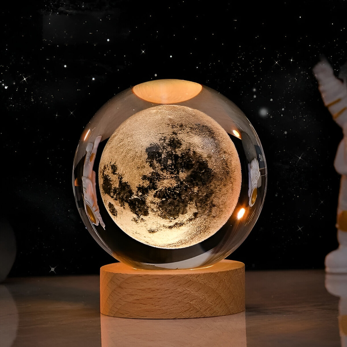 Lámpara Veladora Esfera De Cristal Chica Luz Blanca - Luna 